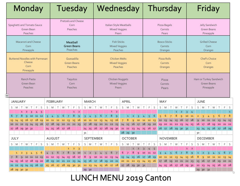 Canton Lunch Menu