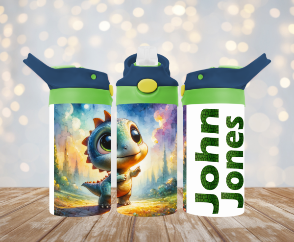 Personalized 12 oz Flip Top Dinosaur Double Walled Kid's Tumbler