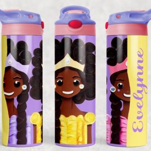 Personalized 20 oz Flip Top Princess 1 Design Double Walled Tumbler Water Bottle