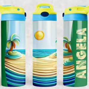 Personalized 20 oz Flip Top Beach Double Walled Tumbler