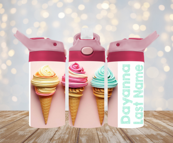Personalized 12 oz Flip Top Ice Cream Double Walled Kid's Tumbler