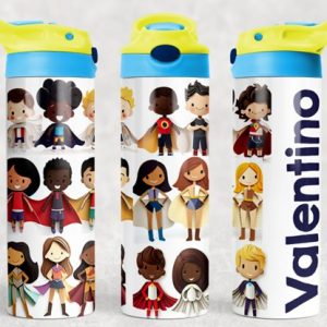 Personalized 20 oz Flip Top Heros 2 Design Double Walled Tumbler Water Bottle