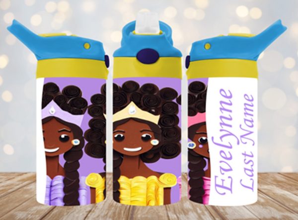 Personalized 12 oz Flip Top Princess Design #1 Double Walled Kid's Tumbler
