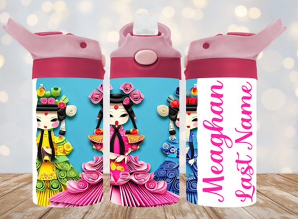 Personalized 12 oz Flip Top Princess Design #3 Double Walled Kid's Tumbler