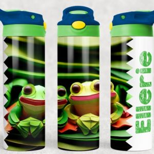 Personalized 20 oz Flip Top Two Cute Frogs Double Walled Tumbler
