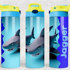 Personalized 20 oz Flip Top Two Sharks Double Walled Tumbler Water Bottle