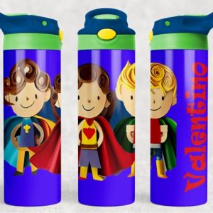 Personalized 20 oz Flip Top Heros 1 Design Double Walled Tumbler Water Bottle